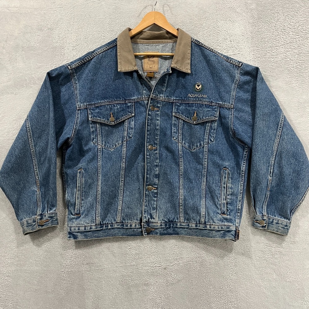Vintage Denim jacket Gear for Sports XL Embroidered 90s Cowboy Southwestern Y2K